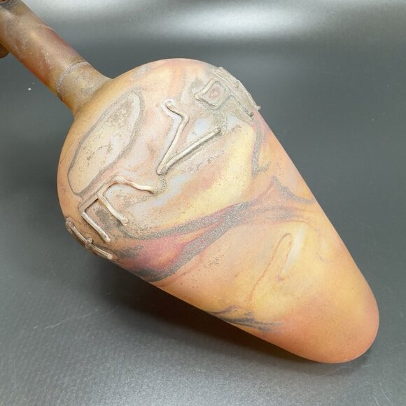 Egyptian Hand Blown Art Glass Vase Bottle Thin Lightweight Scavo Textured Glass - Picture 9 of 16